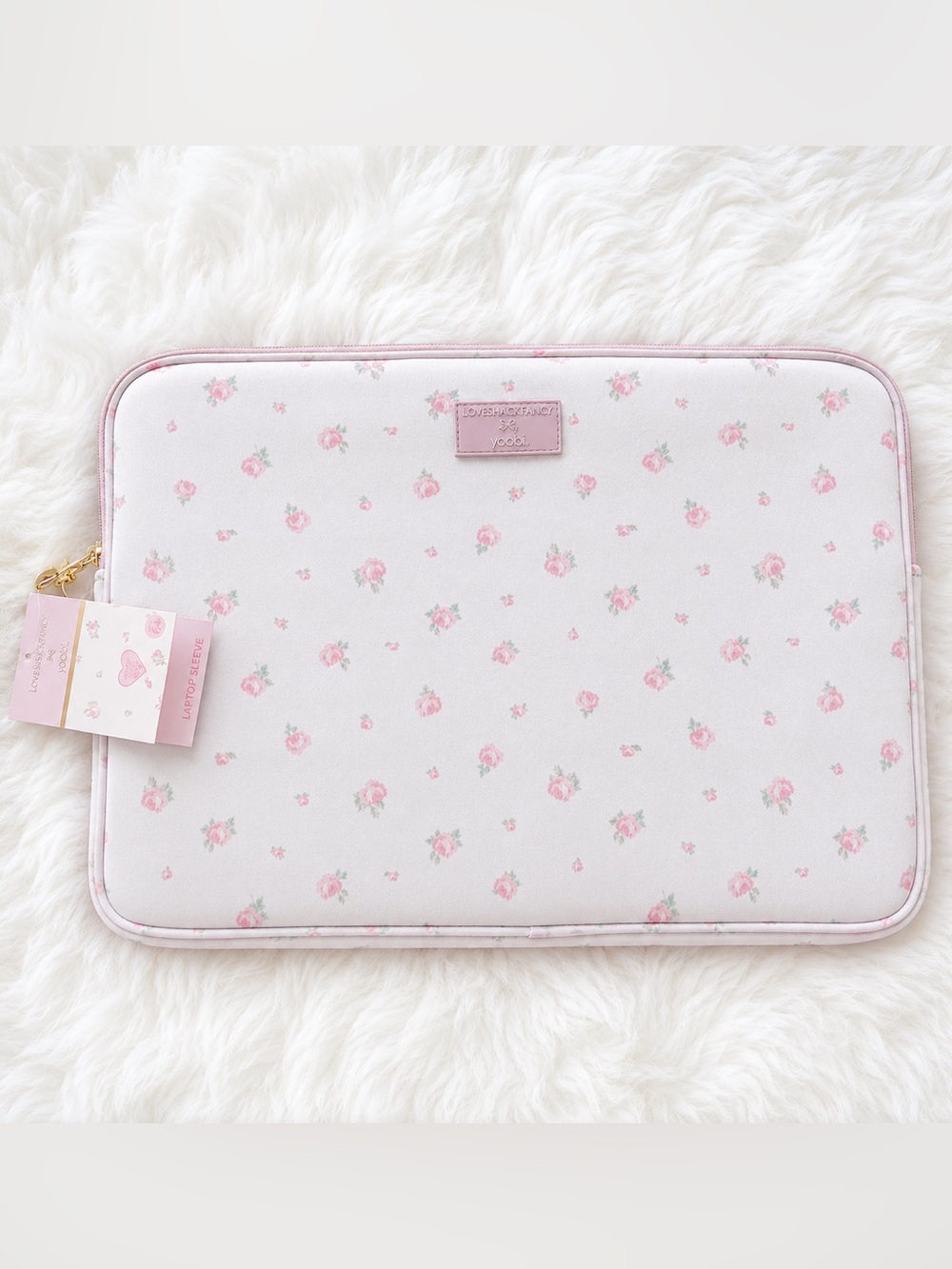 LoveShackFancy Blooming Heirloom Laptop Sleeve Strawberry Macaroon